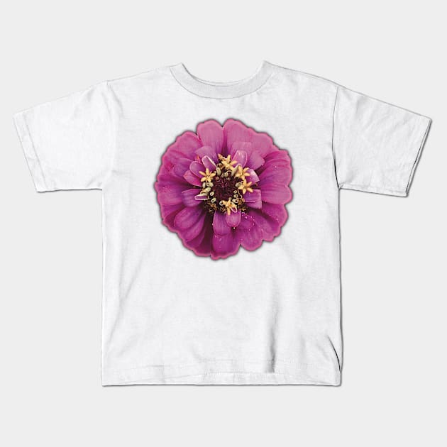 Magenta Flower and Yellow Pollen - Photograph Art -  Digital Image Cut-out into a fun graphic perfect for stickers, notebooks, greeting cards, pillows and more Kids T-Shirt by cherdoodles